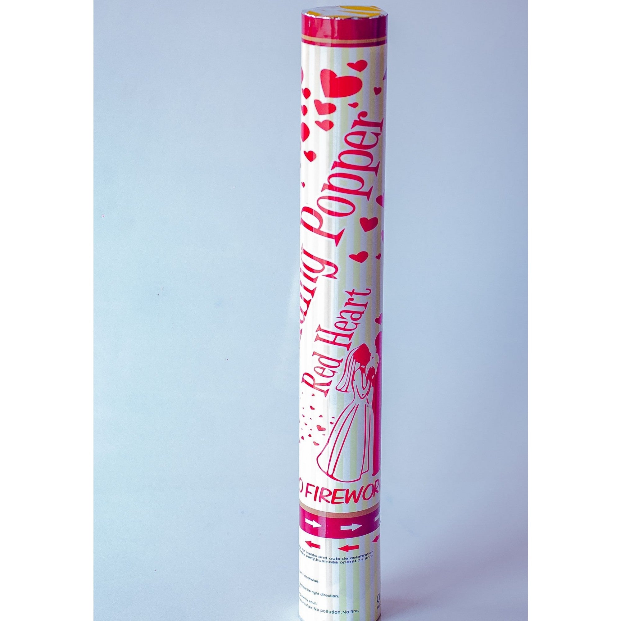 Tun Confetti, Flippy, Model Wedding Popper Inimi, 40 cm, Ambalaj din Carton, Eliberare prin Rasucire, Rosu