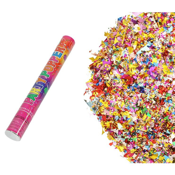 Tub de Confetti, Clasic, 30x5 cm, Confetii Asortate din Plastic, Eliberare prin Rasucire, Multicolor