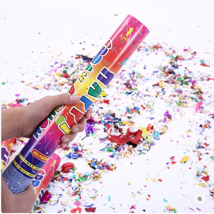 Tub de Confetti, Clasic, 60x5 cm, Confetii Asortate din Plastic, Eliberare prin Rasucire, Multicolor