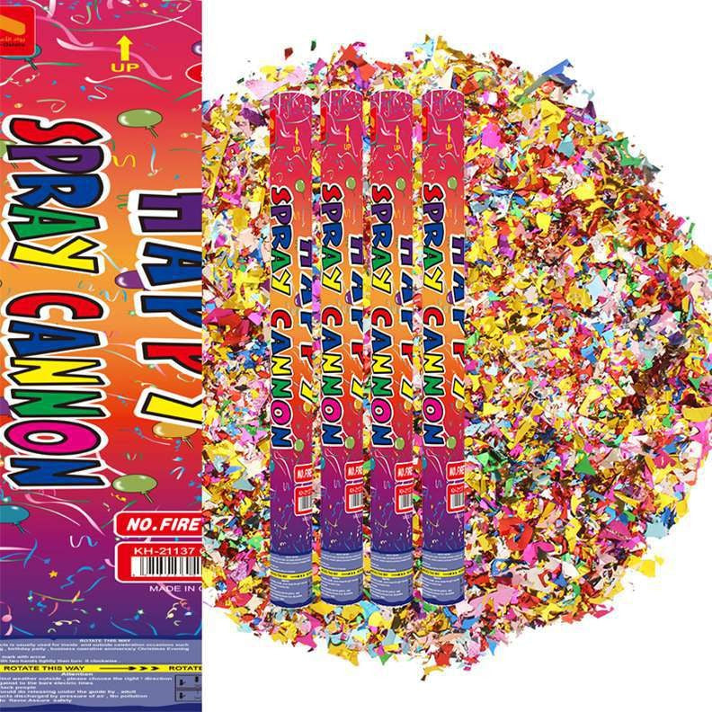Tub de Confetti, Clasic, 80x5 cm, Confetii Asortate din Plastic, Eliberare prin Rasucire, Multicolor
