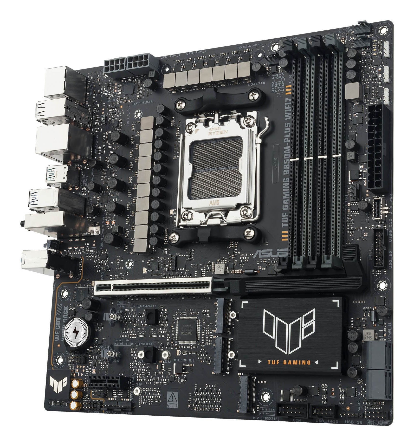 ASUS TUF GAMING B850M-PLUS WIFI7 AM5 4xDDR5 mATX Pciex5 DP HDMI USB MB "TUF GAMING B850M-PLUS WIFI7"