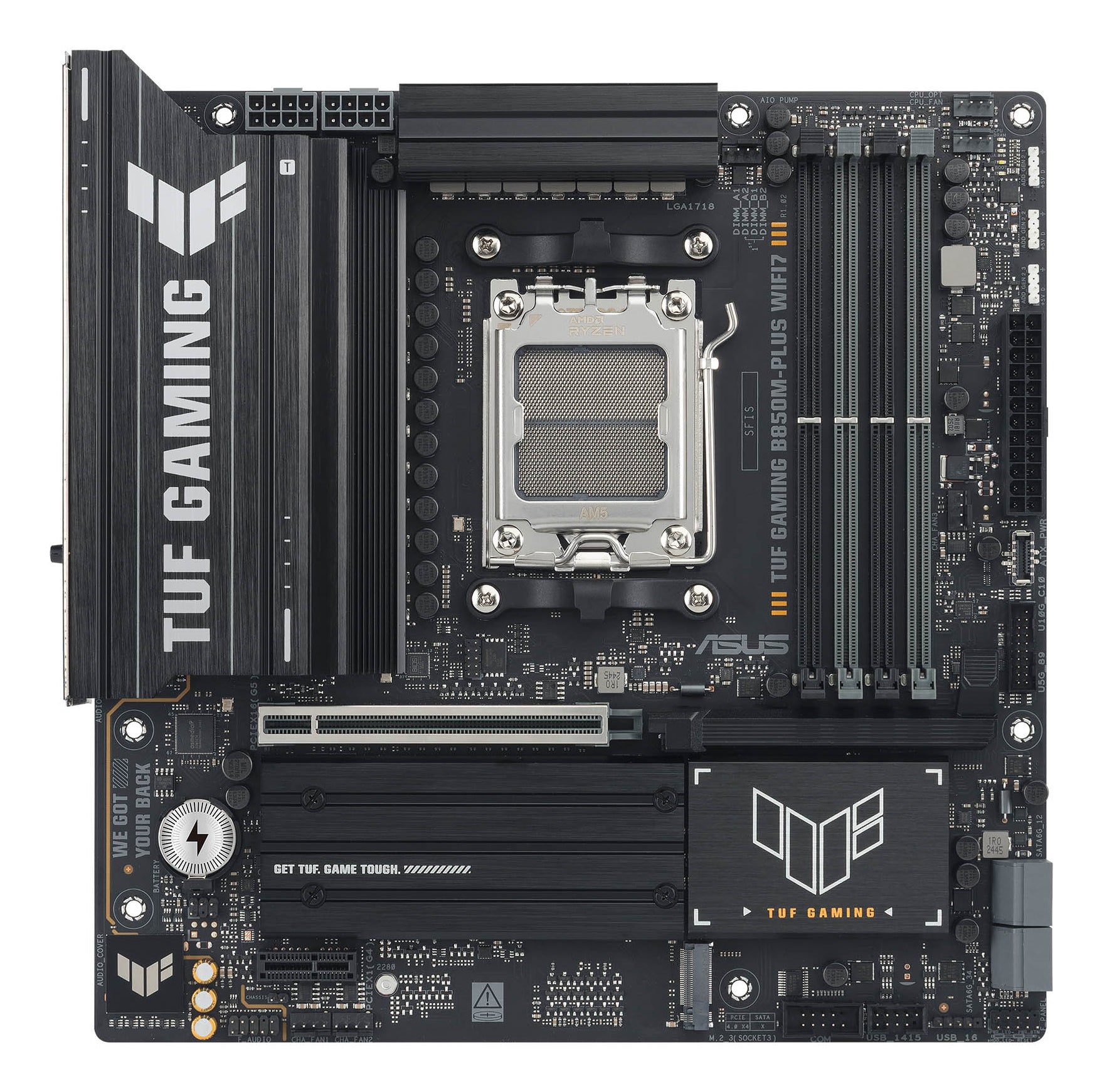 ASUS TUF GAMING B850M-PLUS WIFI7 AM5 4xDDR5 mATX Pciex5 DP HDMI USB MB "TUF GAMING B850M-PLUS WIFI7"