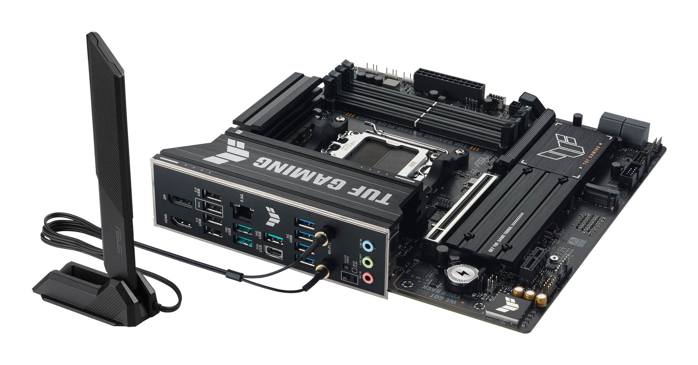 ASUS TUF GAMING B850M-PLUS WIFI7 AM5 4xDDR5 mATX Pciex5 DP HDMI USB MB "TUF GAMING B850M-PLUS WIFI7"