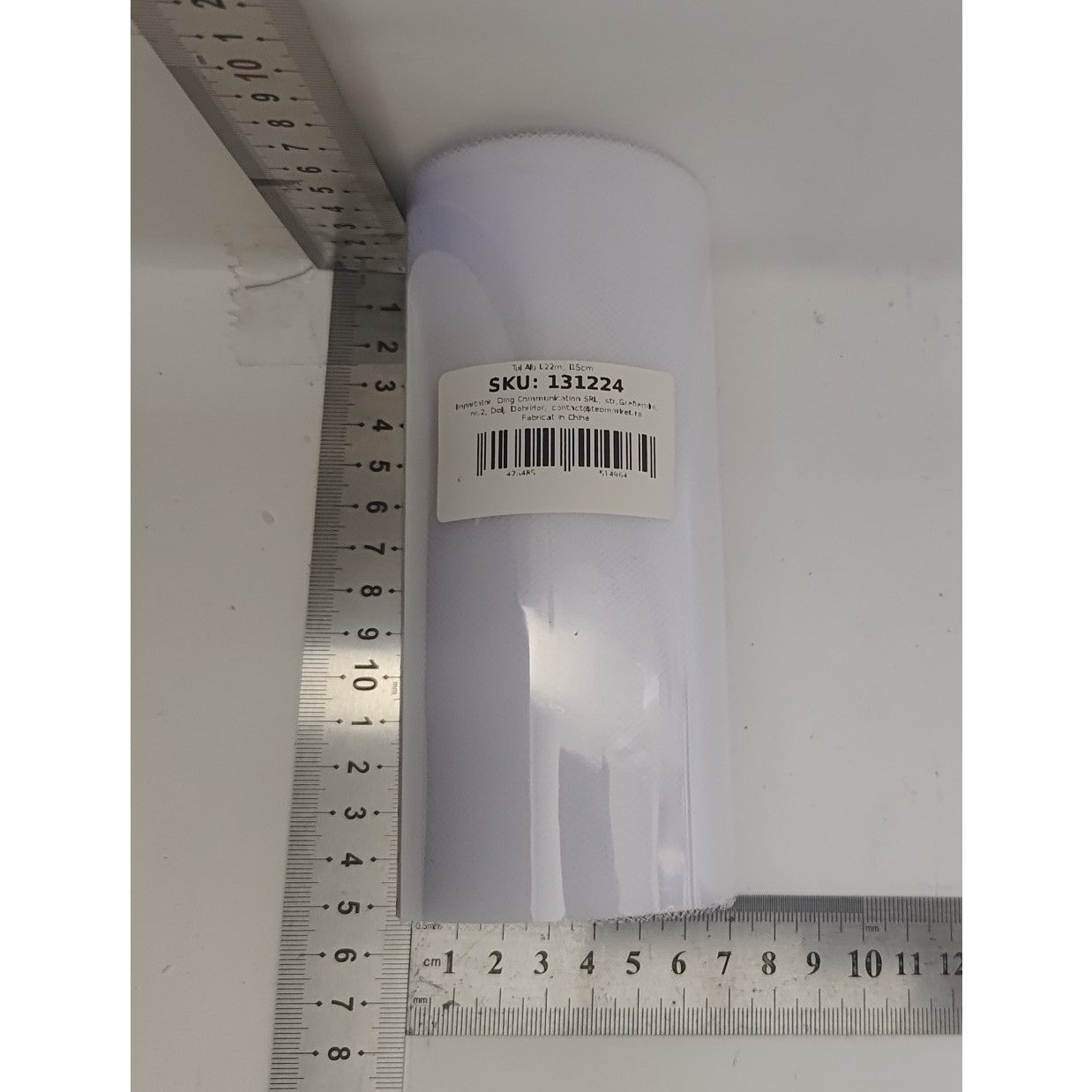 Tul Decorativ, 15 cm Latime, 22 cm Lungime, din Poliester, Alb