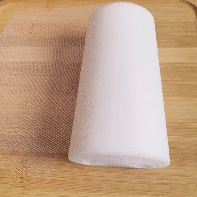 Tul Decorativ, 15 cm Latime, 22 cm Lungime, din Poliester, Alb