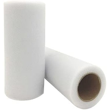 Tul Decorativ, 15 cm Latime, 22 cm Lungime, din Poliester, Alb