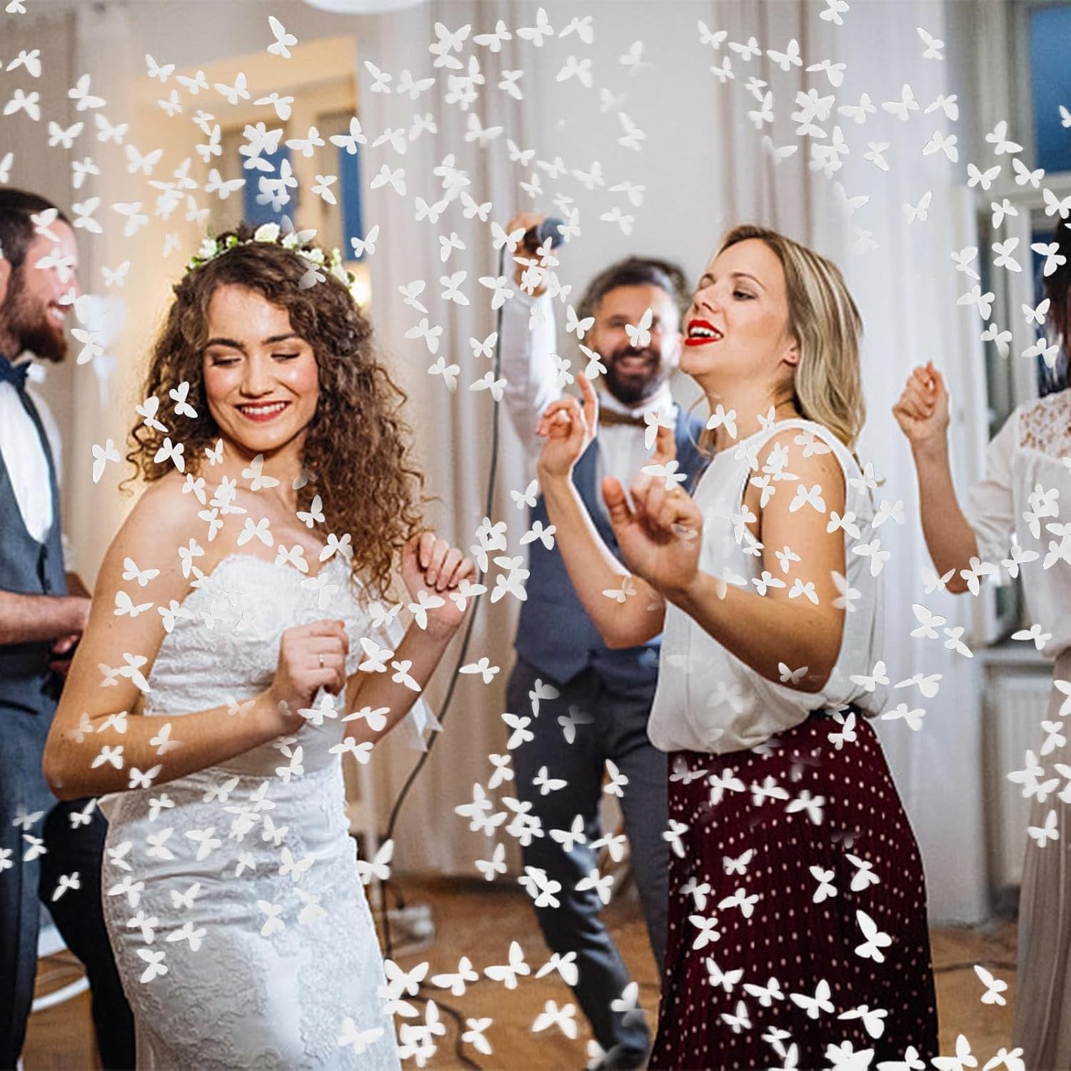 Tun de Confetti, Confetti Cannon 40 cm, Model Fluturi din Hartie, Alb