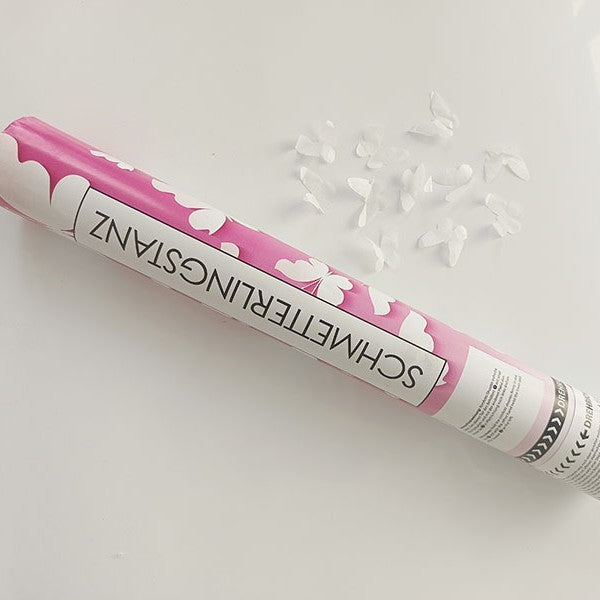 Tun de Confetti, Confetti Cannon 40 cm, Model Fluturi din Hartie, Alb
