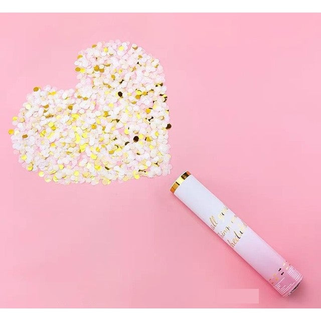 Tun Confetti Petrecere, Lungime 30 cm, Alb/Auriu