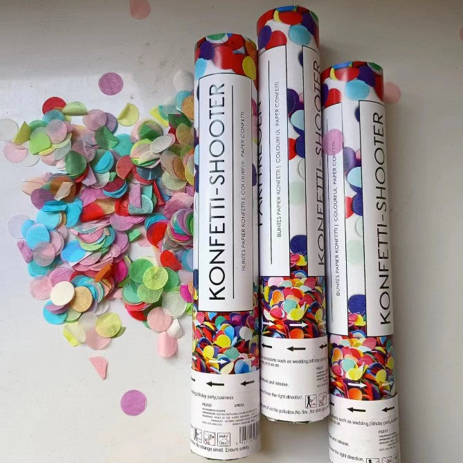 Tun de Confetti, 40 cm., Model Konffetti Shooter, Paiete din Hartie, Multicolor