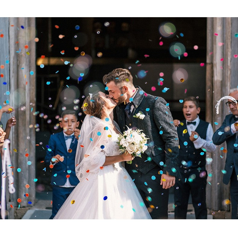 Tun de Confetti, Best Wishes 11 x 4 cm, Model Buline din Hartie si Folie, Alb