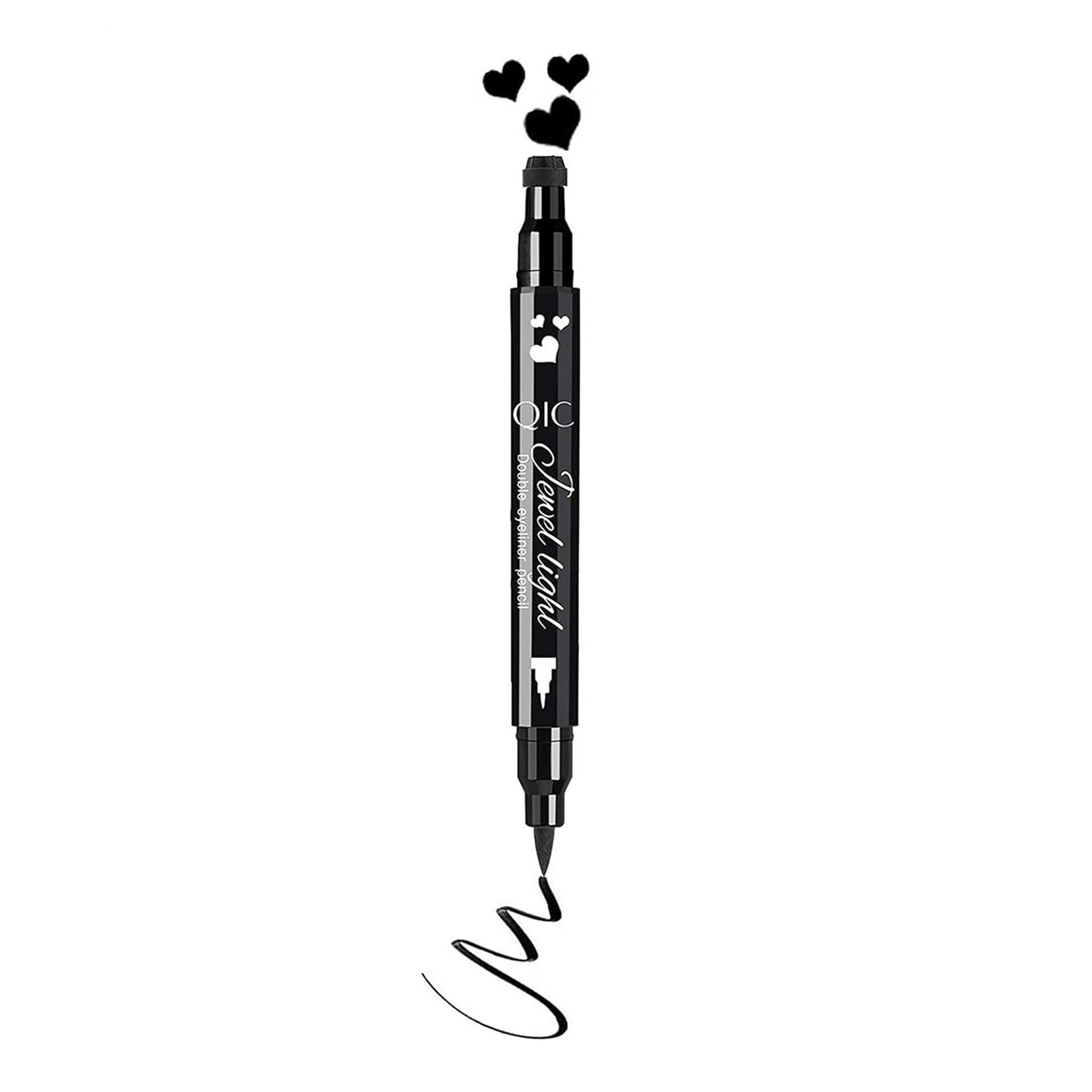 Tus Lichid pentru Ochi, 2 Capete, Eyeliner si Stampila Inima, Pentru Ochi si Corp, 50 g, Rezistent la Apa, 12.7 x 3 cm, Negru