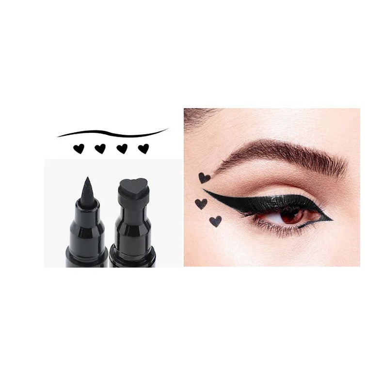 Tus Lichid pentru Ochi, 2 Capete, Eyeliner si Stampila Inima, Pentru Ochi si Corp, 50 g, Rezistent la Apa, 12.7 x 3 cm, Negru