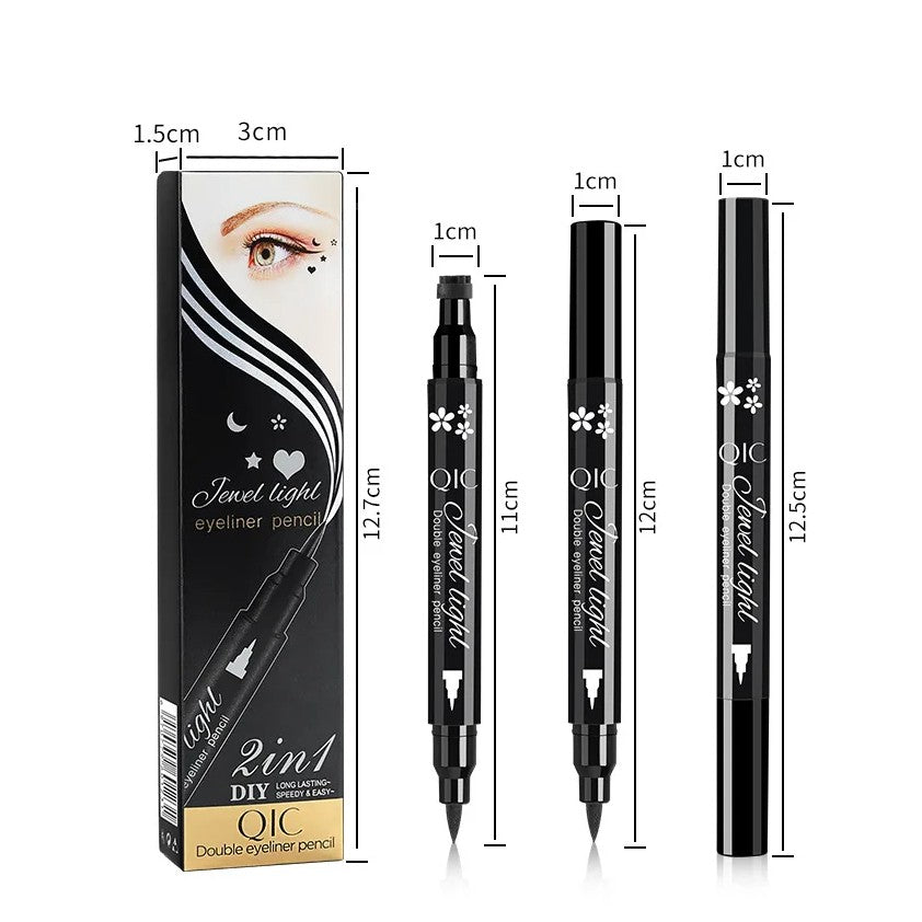 Tus Lichid pentru Ochi, 2 Capete, Eyeliner si Stampila Inima, Pentru Ochi si Corp, 50 g, Rezistent la Apa, 12.7 x 3 cm, Negru