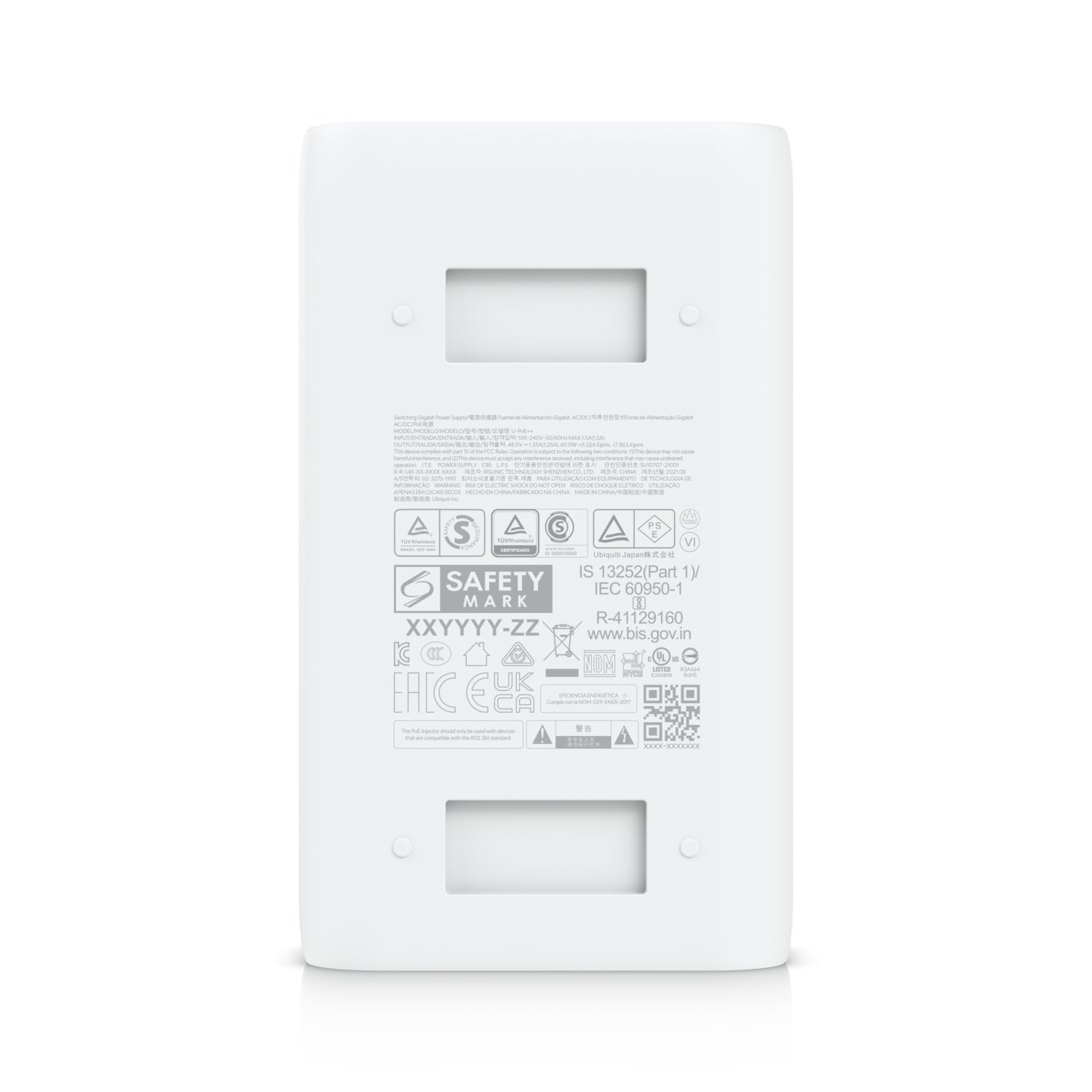UBIQUITI PoE++ Adapter; Delivers up to 60W of PoE++; Surge, peak pulse, and overcurrent protection; Contains RJ45 data input, AC cable with earth ground, and PoE++ output; LED indicator for status monitoring. "U-POE-PLUS_PLUS-EU"