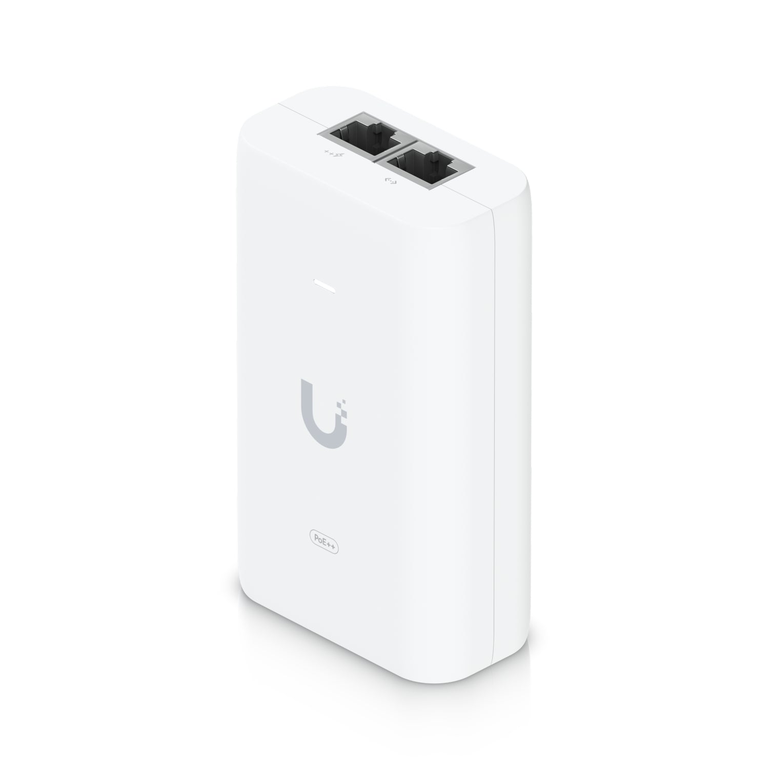 UBIQUITI PoE++ Adapter; Delivers up to 60W of PoE++; Surge, peak pulse, and overcurrent protection; Contains RJ45 data input, AC cable with earth ground, and PoE++ output; LED indicator for status monitoring. "U-POE-PLUS_PLUS-EU"