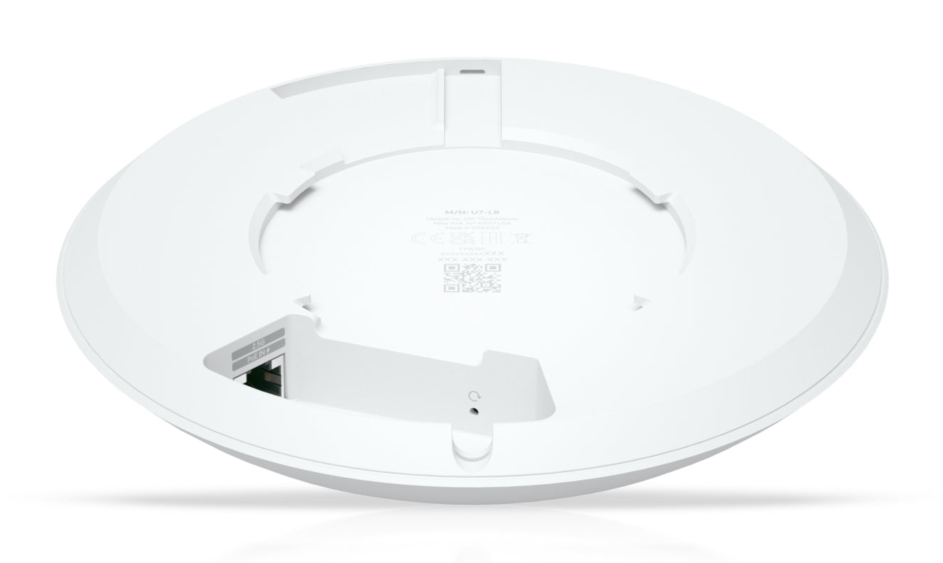 Ubiquiti UniFi U7-LR Long-Range Compact, ceiling-mount WiFi 7 AP with 5 spatial streams and extended signal range "U7-LR"