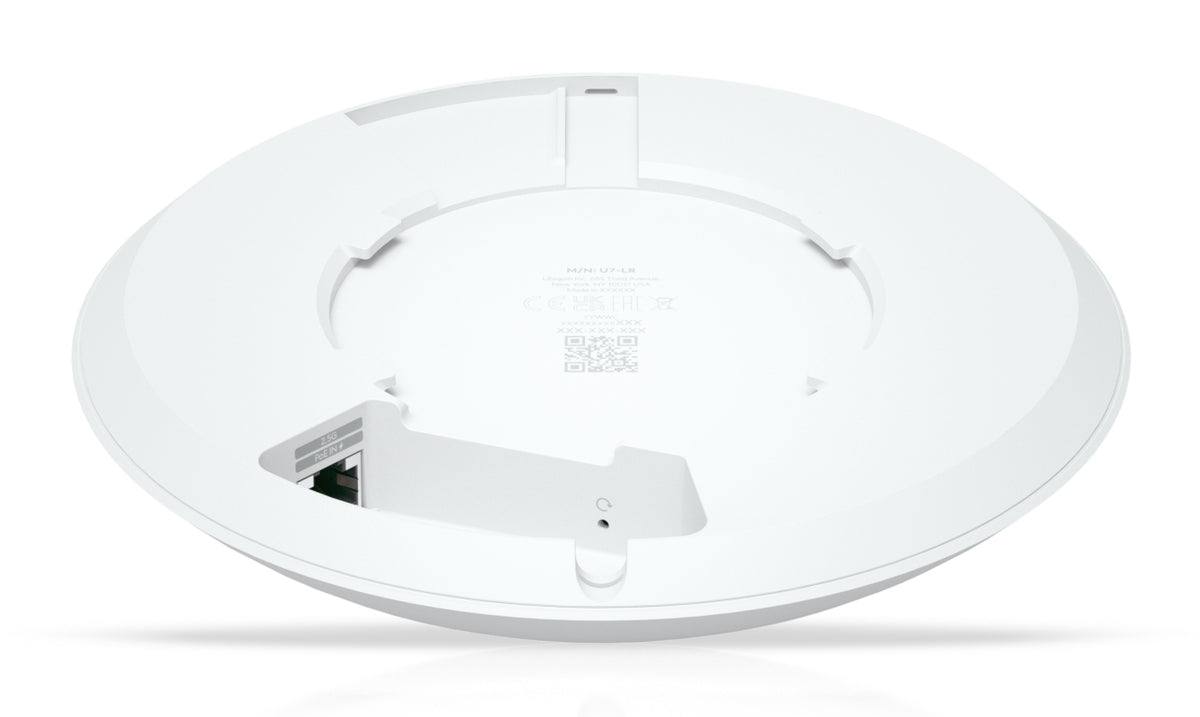 Ubiquiti UniFi U7-LR Long-Range Compact, ceiling-mount WiFi 7 AP with 5 spatial streams and extended signal range 