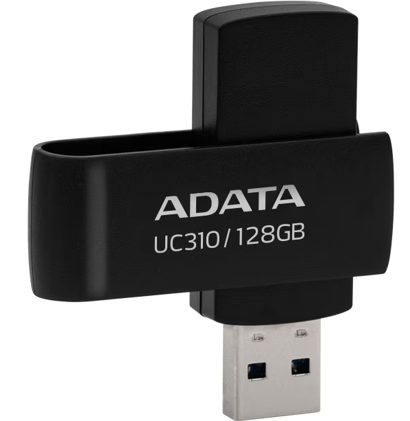 MEMORIE USB 3.2 ADATA 128 GB, protectie slide laterala, carcasa plastic, negru, "UC310-128G-RBK"