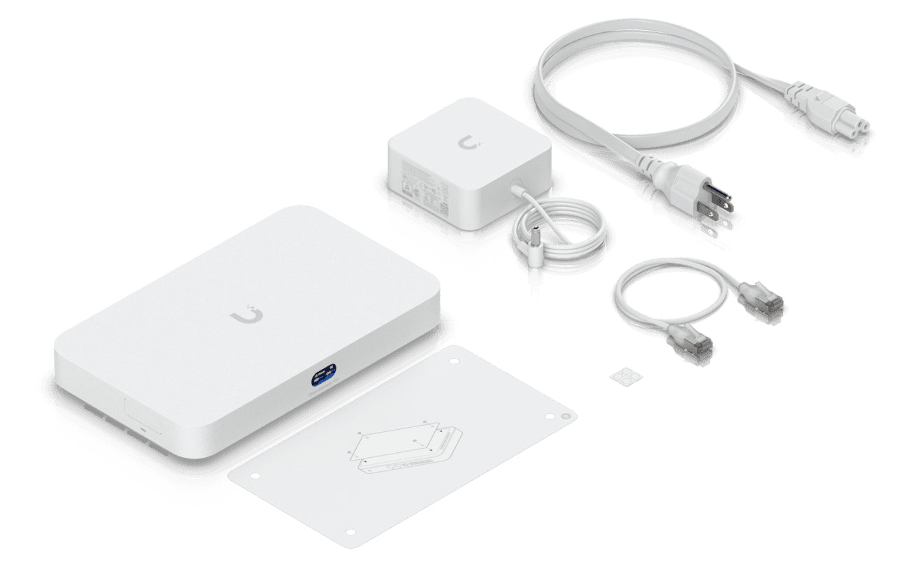 Ubiquiti UniFi UCG-Fiber-EU Desktop 10G Cloud Gateway with integrated PoE switch, Includes full UniFi application, 5 Gbps routing with IDS/IPS, 10G SFP+ and (1) 10 GbE RJ45 WAN port, 10G SFP+ LAN port "UCG-FIBER-EU"