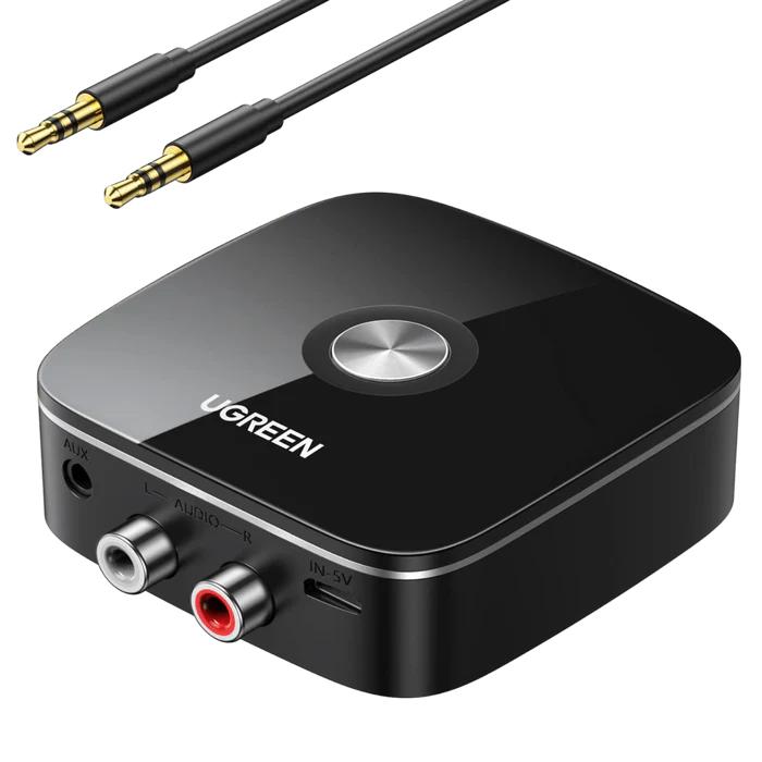 Adaptor Bluetooth audio UGreen, "CM123" acumulator inclus, 1 x jack 3.5mm, 2xRCA output, convertor audio wireless,versiune