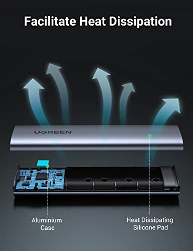 RACK extern Ugreen, "CM400" pt SSD M.2 NVMe/PCIE compatibile cu form factor 2280, 2260, 2242 si 2230, cablu 50 cm USB-C la USB-C, 10Gbps, aluminiu, gri "10902" - 6957303819027