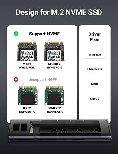 RACK extern Ugreen, "CM400" pt SSD M.2 NVMe/PCIE compatibile cu form factor 2280, 2260, 2242 si 2230, cablu 50 cm USB-C la USB-C, 10Gbps, aluminiu, gri "10902" - 6957303819027