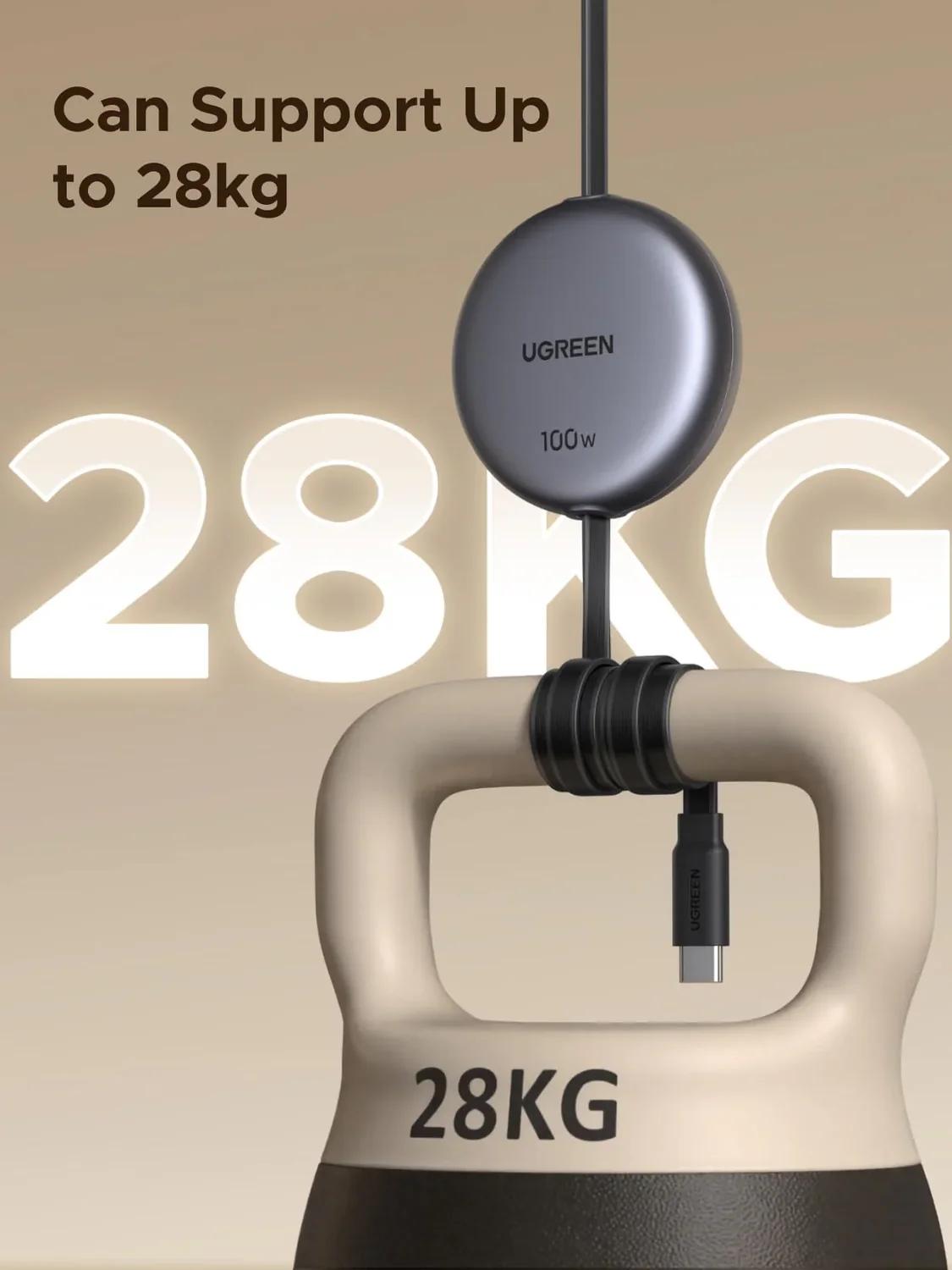 CABLU alimentare si date Ugreen, "L531", Fast Charging Data Cable pt. smartphone, USB Type-C la USB Type-C 100W, retractabil 1m, gri "65905"