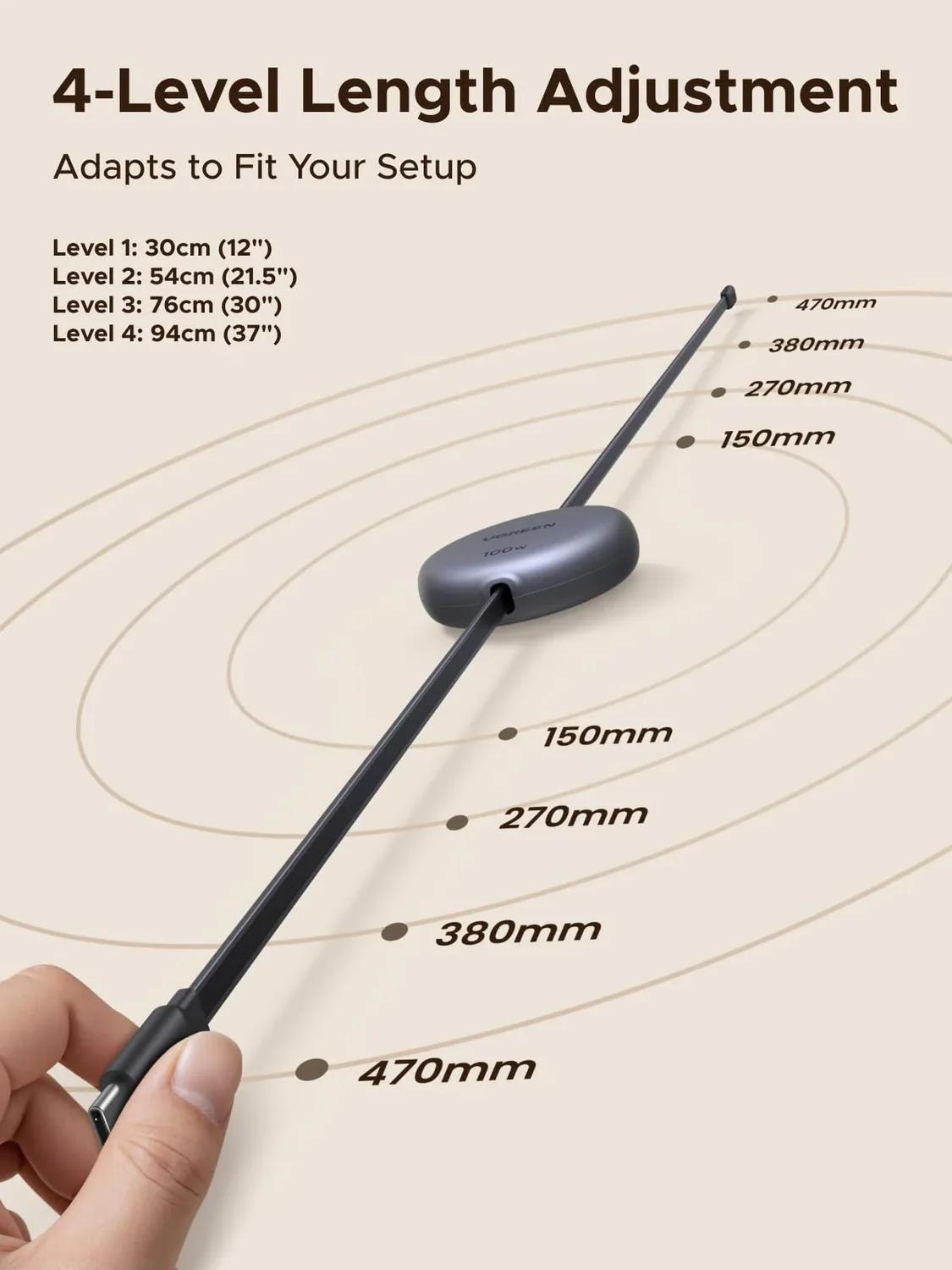 CABLU alimentare si date Ugreen, "L531", Fast Charging Data Cable pt. smartphone, USB Type-C la USB Type-C 100W, retractabil 1m, gri "65905"