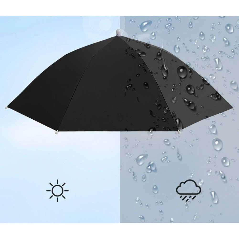 Umbrela de Cap, Diametru 69 cm, Banda Elastica de Cap, Protectie UV/Ploaie, Albastru Deschis