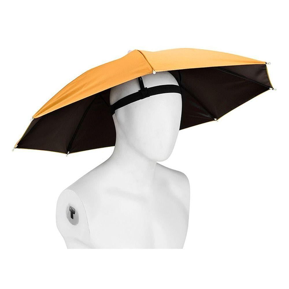 Umbrela de Cap, Flippy, Diametru 69 cm, Banda Elastica de Cap, Protectie UV/Ploaie, Portocaliu