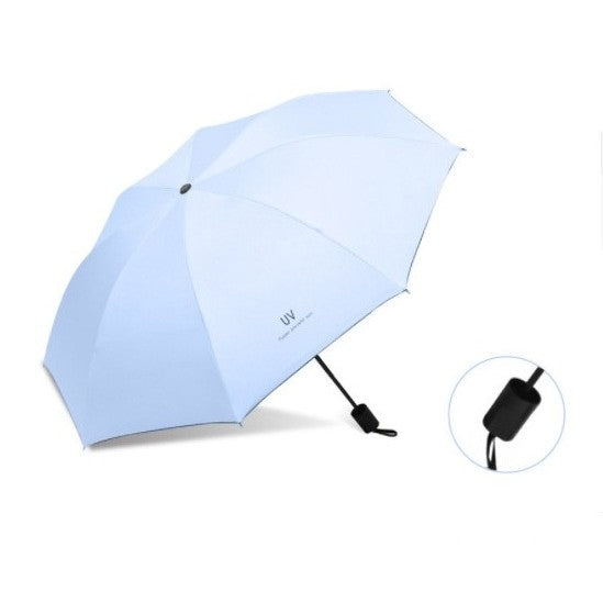 Umbrela, Protectie UV Soare, Protectie Ploaie, Pliabila, din Vinil si Otel, 96 x 67 cm, Albastru