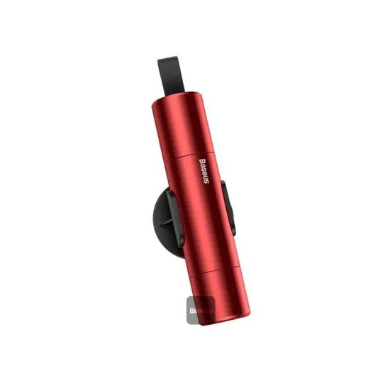 DISPOZITIV URGENTE auto Baseus, ciocan spart geamul + cutter centura, rosu 