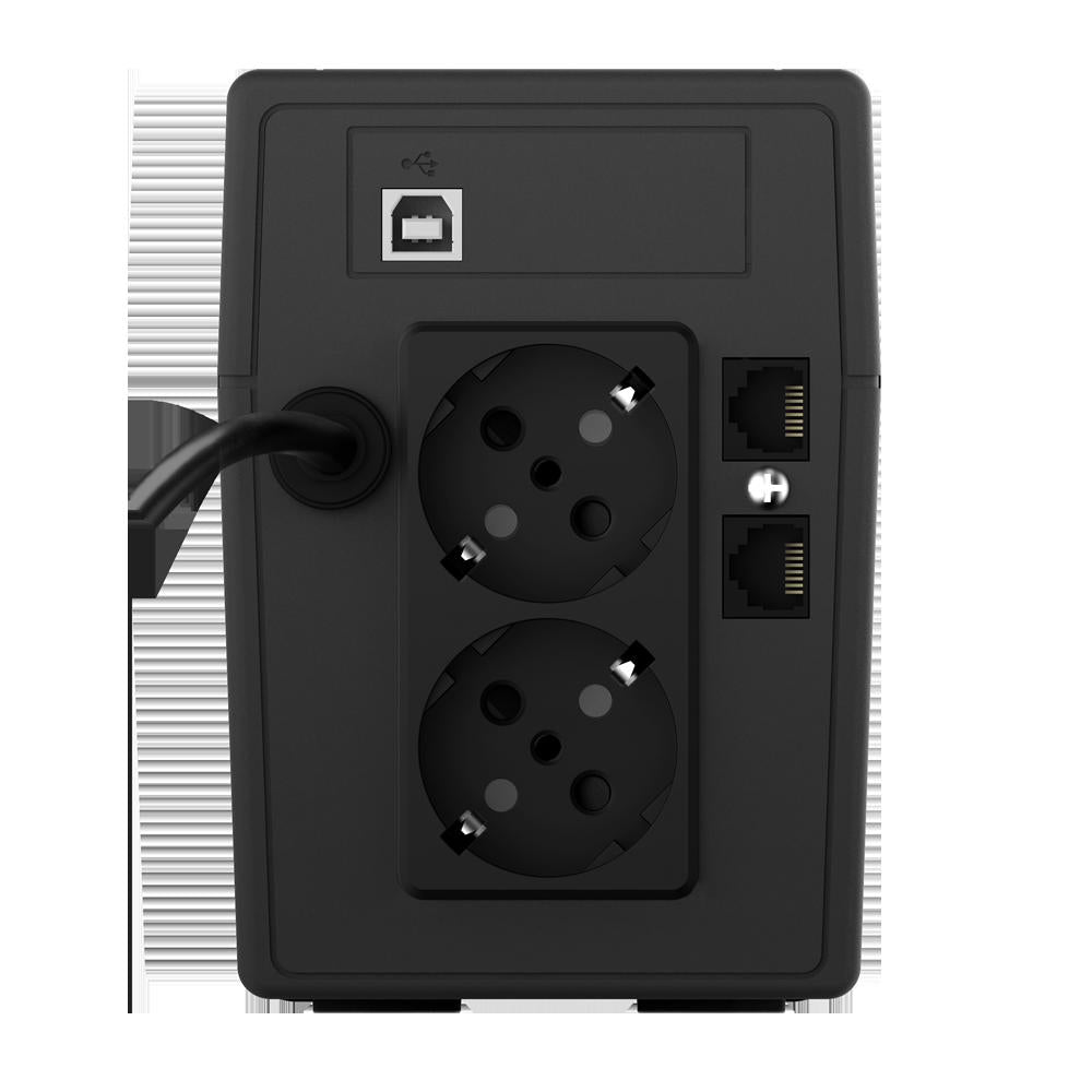UPS NJOY, "Cadu 650", Line Int. cu management, mini tower, 600VA/360W, AVR, Schuko x 2, 1 x baterie GP07122F, display LCD, back-up 1 - 10 min., "UPCMTLS665TCAAZ01B"
