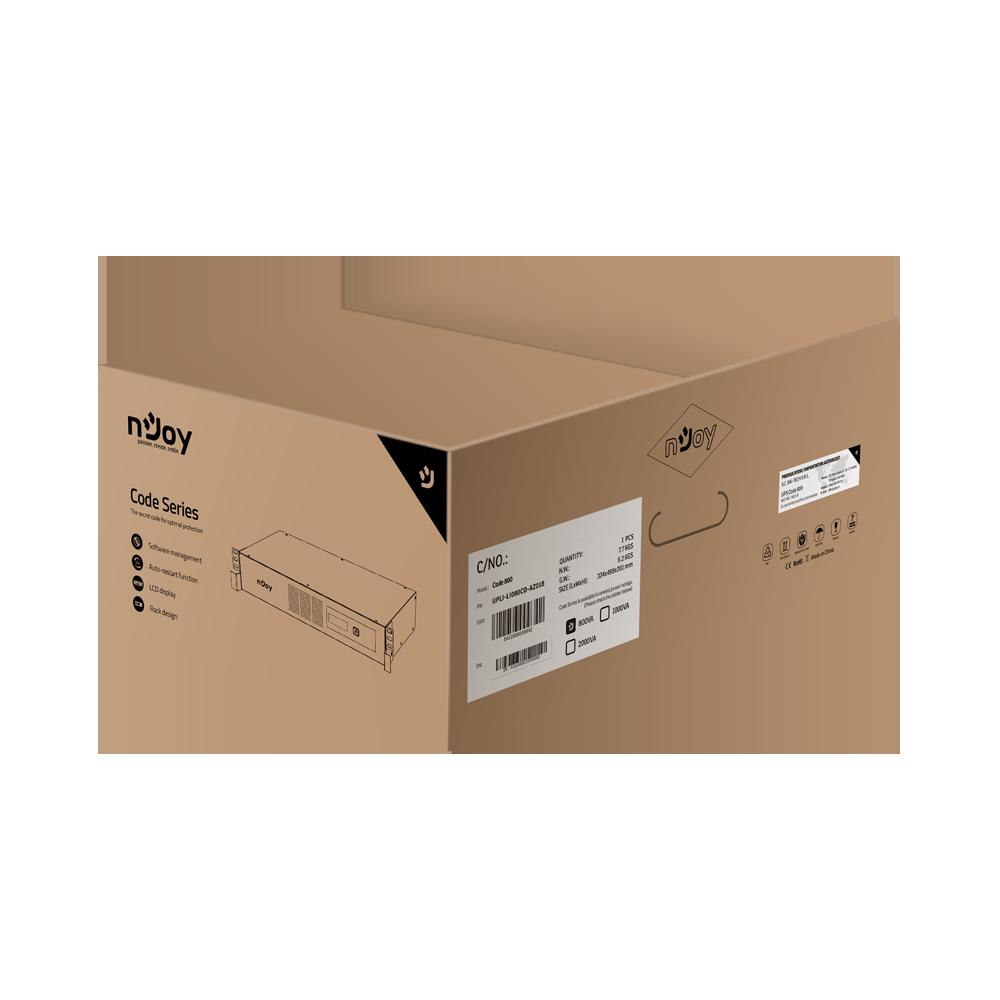 UPS NJOY, "Code 800", Line Int. cu sinusoida simulata cu management, rack, 800VA/480W, AVR, IEC x 4, 1 x baterie GP09122L, display LCD, back-up 1 - 10 min., "UPLI-LI080CO-AZ01B"