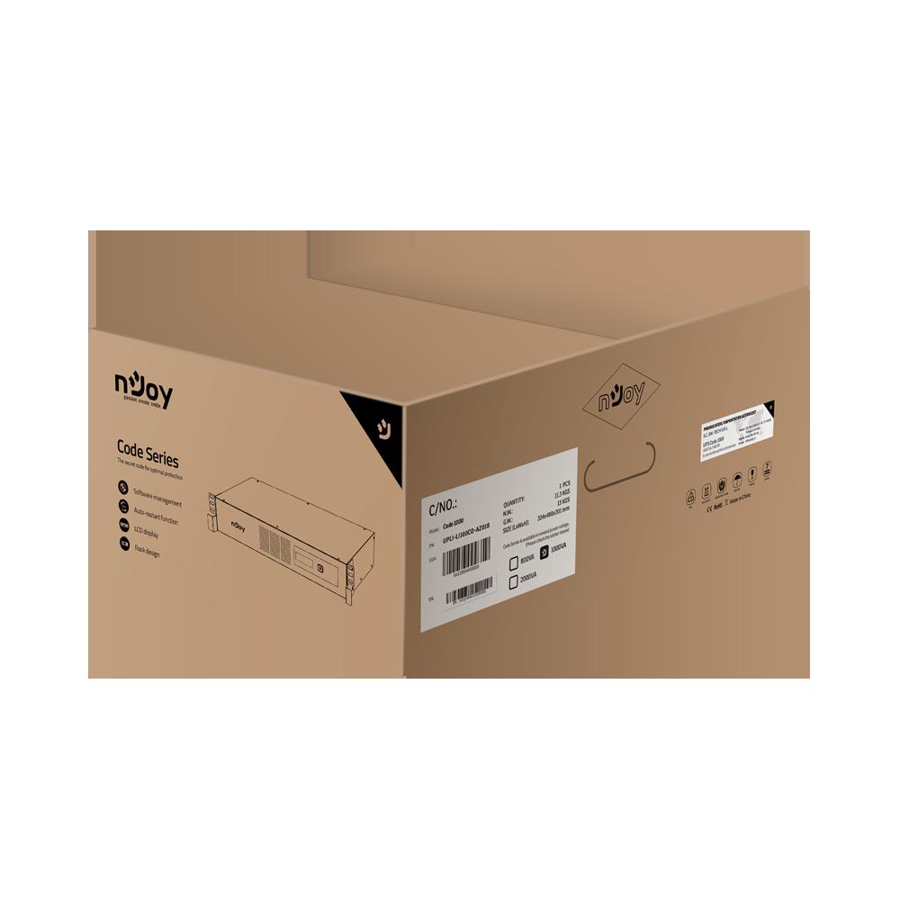 UPS NJOY, "CODE 1000", Line Int. cu sinusoida pura cu management, rack, 1000VA/600W, AVR, IEC x 8, 2 x baterie GP07122L, display LCD, back-up 1 - 10 min., "UPLI-LI100CO-AZ01B"
