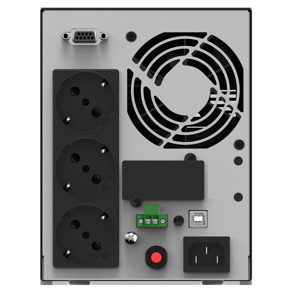 UPS NJOY, "ECHO PRO 1000", Online cu sinusoida pura, mini tower, 1000VA/800W, AVR, Schuko x 3, 2 x baterie GP07122L, LED, back-up 1 - 10 min., "UPOL-OL100EP-CG01B"