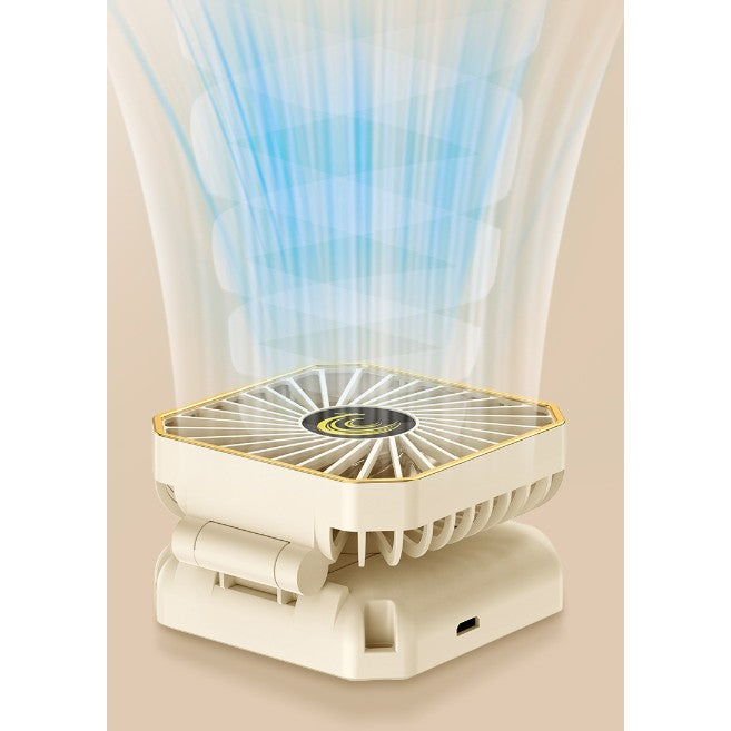 Ventilator Portabil, de Gat, de Birou, Suport Telefon, 14 x 7 cm, Incarcare USB, din ABS, 3 Viteze, Alb