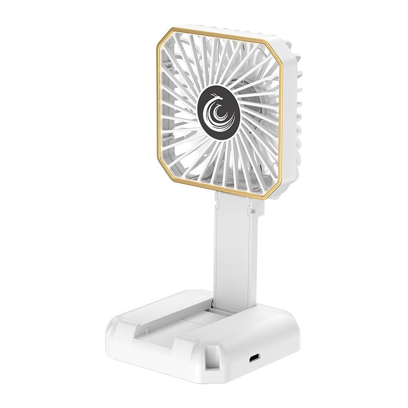 Ventilator Portabil, de Gat, de Birou, Suport Telefon, 14 x 7 cm, Incarcare USB, din ABS, 3 Viteze, Alb