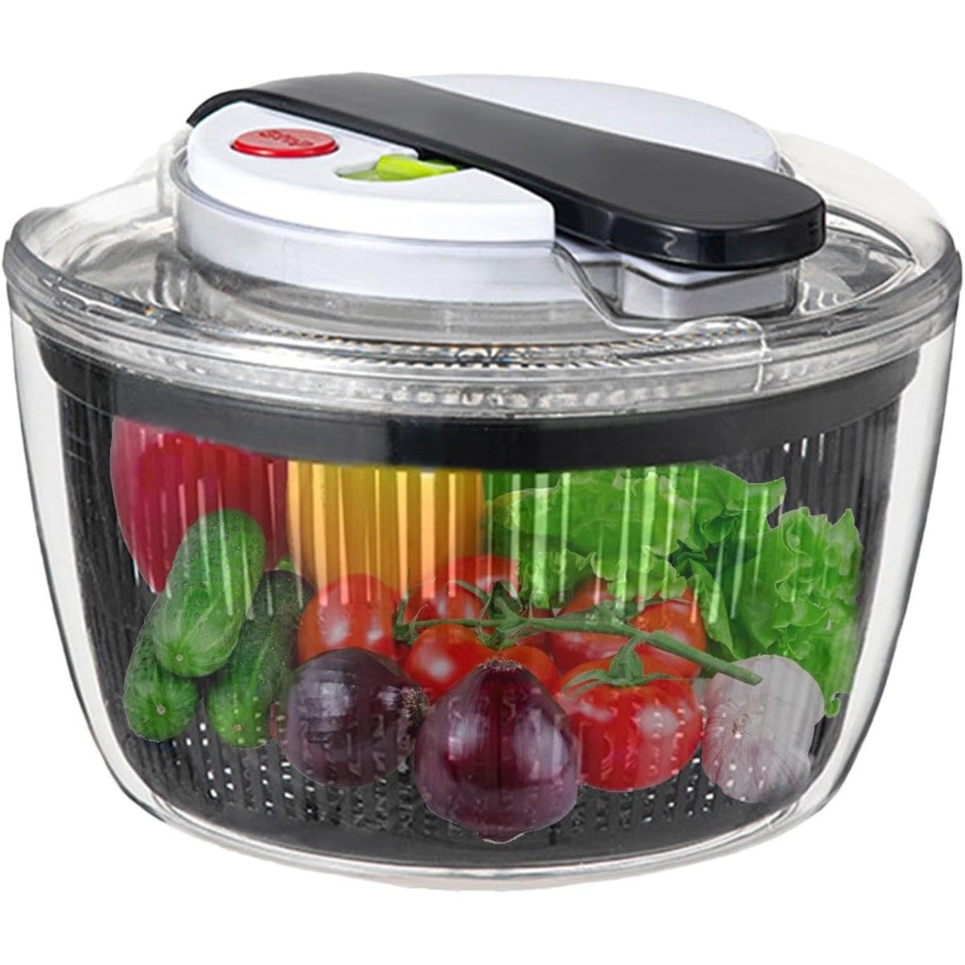 Uscator Manual pentru Salata si Verdeturi, Plastic, 16x15x21 cm, Capacitate 3L, Negru