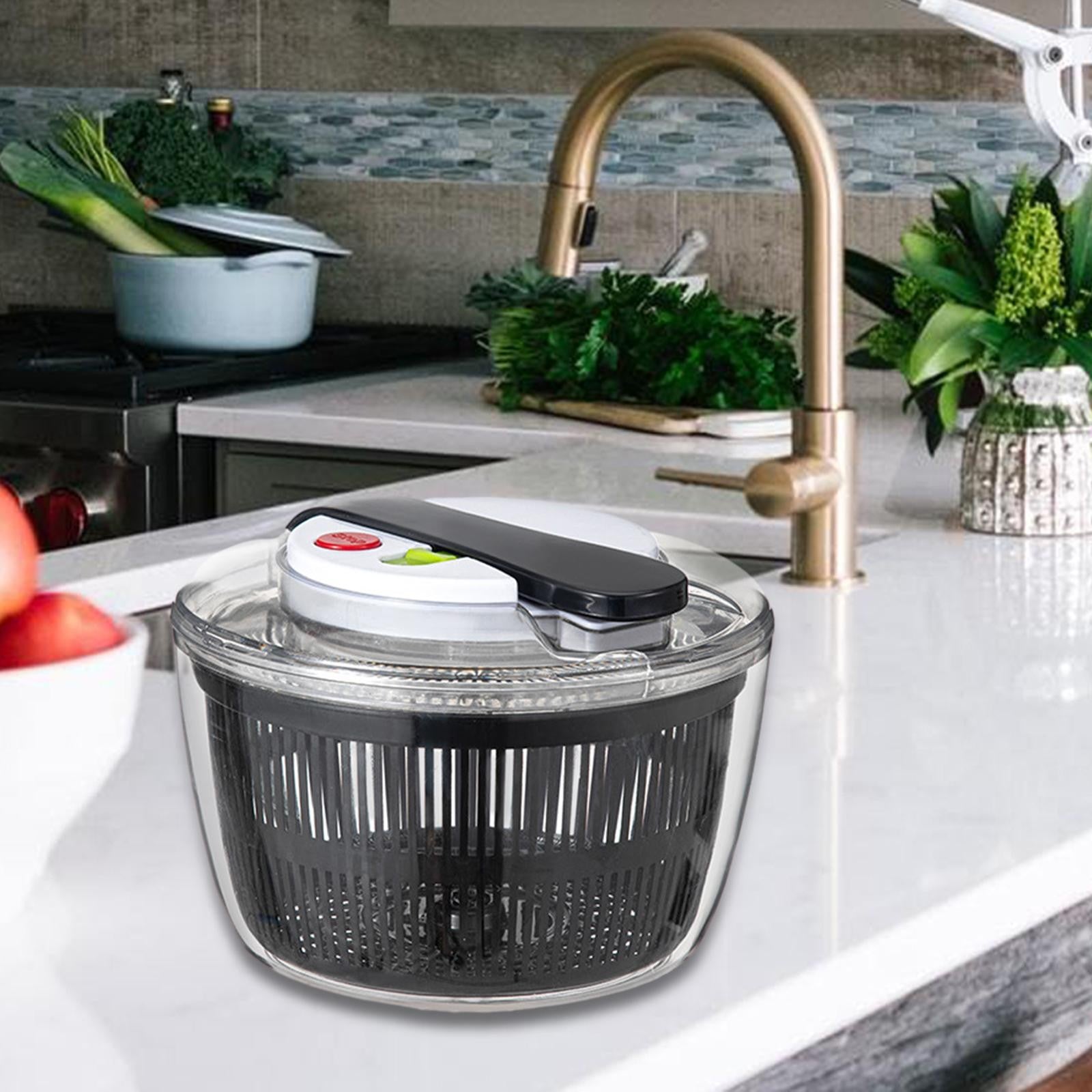 Uscator Manual pentru Salata si Verdeturi, Plastic, 16x15x21 cm, Capacitate 3L, Negru