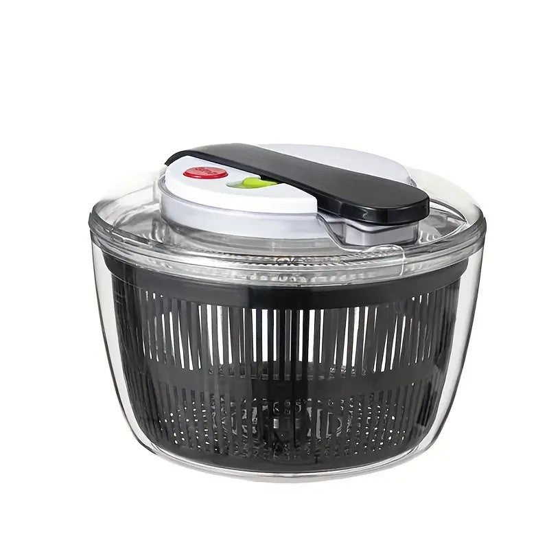 Uscator Manual pentru Salata si Verdeturi, Plastic, 16x15x21 cm, Capacitate 3L, Negru