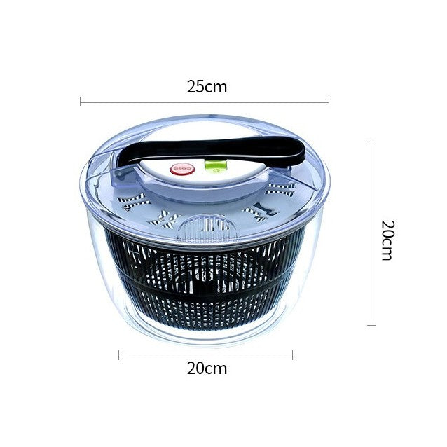 Uscator Manual pentru Salata si Verdeturi, Plastic, 20x20x25 cm, Capacitate 5L, Negru