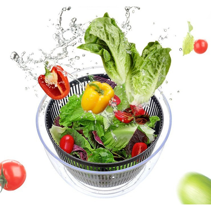 Uscator Manual pentru Salata si Verdeturi, Plastic, 20x20x25 cm, Capacitate 5L, Negru