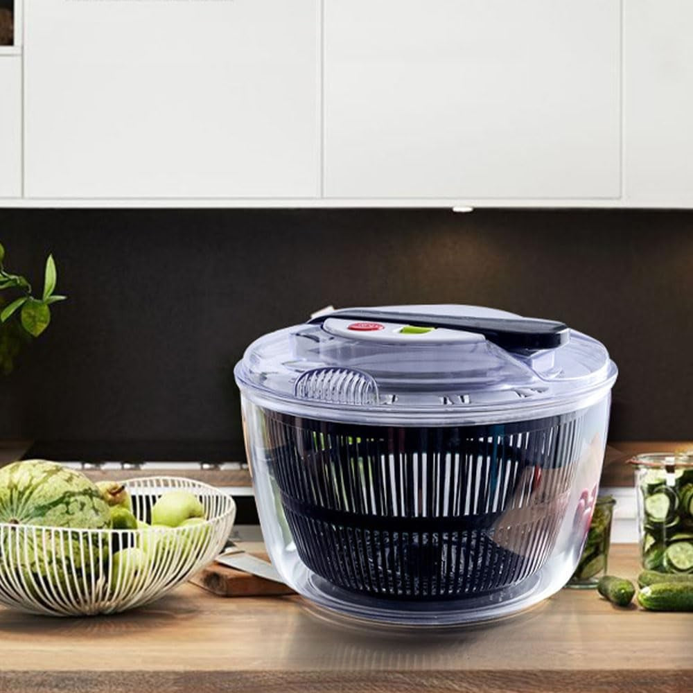 Uscator Manual pentru Salata si Verdeturi, Plastic, 20x20x25 cm, Capacitate 5L, Negru