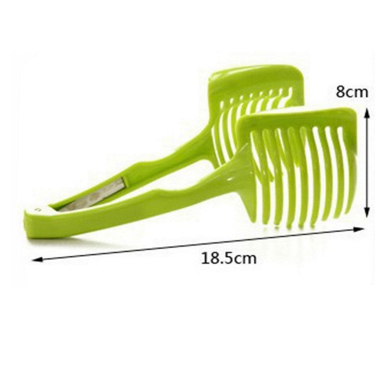 Ustenisla de bucatarie tip cleste pentru feliat fructe si legume material ABS, 8 x 18.5 cm, verde