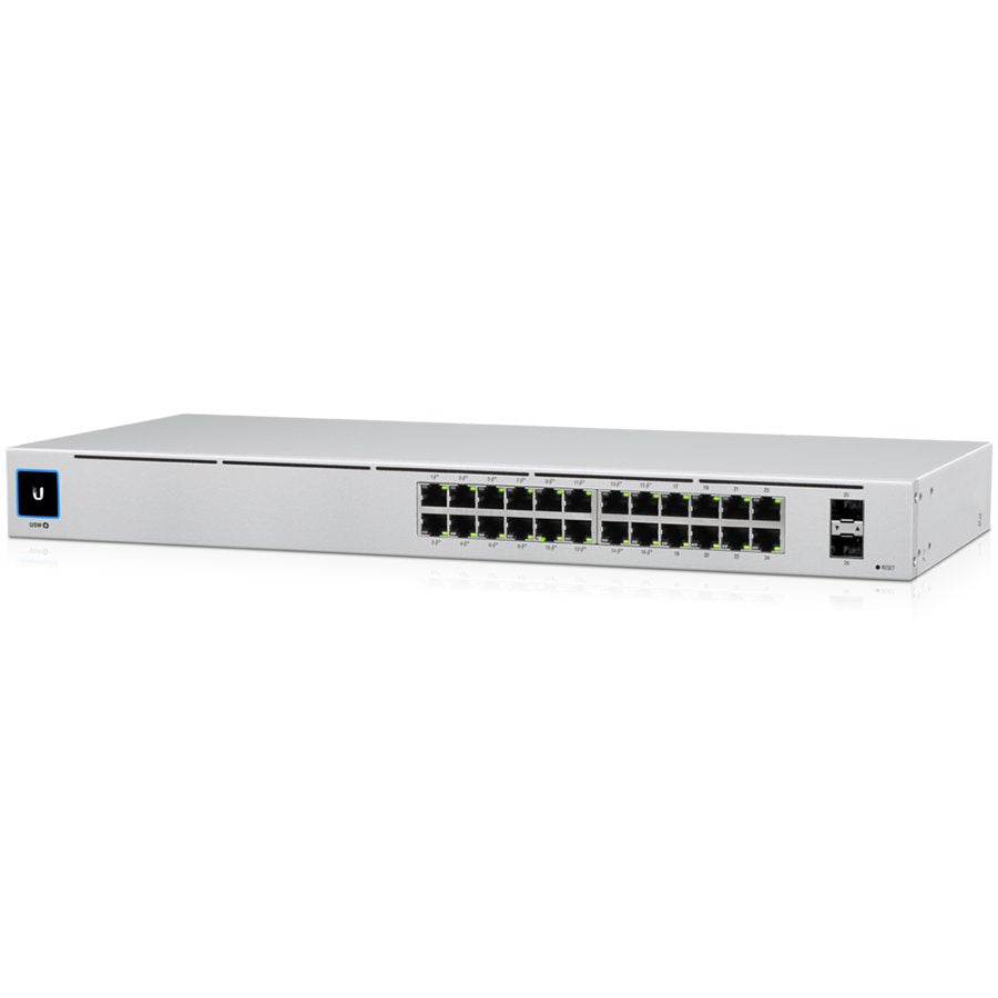 Ubiquiti USW-24-POE Gigabit Layer 2 switch with twenty-four Gigabit Ethernet ports including sixteen auto-sensing 802.3at PoE+ ports, and two SFP ports "USW-24-POE-EU"