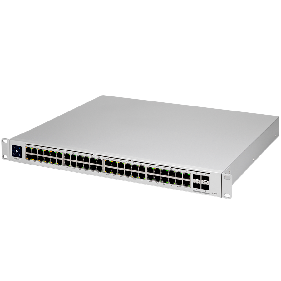 Ubiquiti Layer 3 switch with (48) GbE RJ45 ports and (4) 10G SFP+ ports. "USW-PRO-48-EU"