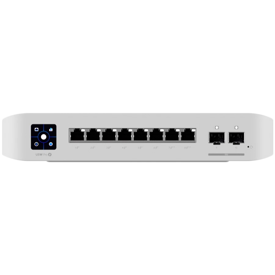 Ubiquiti USW-Pro-8-PoE-EU An 8-port, Layer 3 switch with PoE+ and PoE++ output. Can power devices with up to 120W, with a power consumption of 30W "USW-PRO-8-POE-EU"
