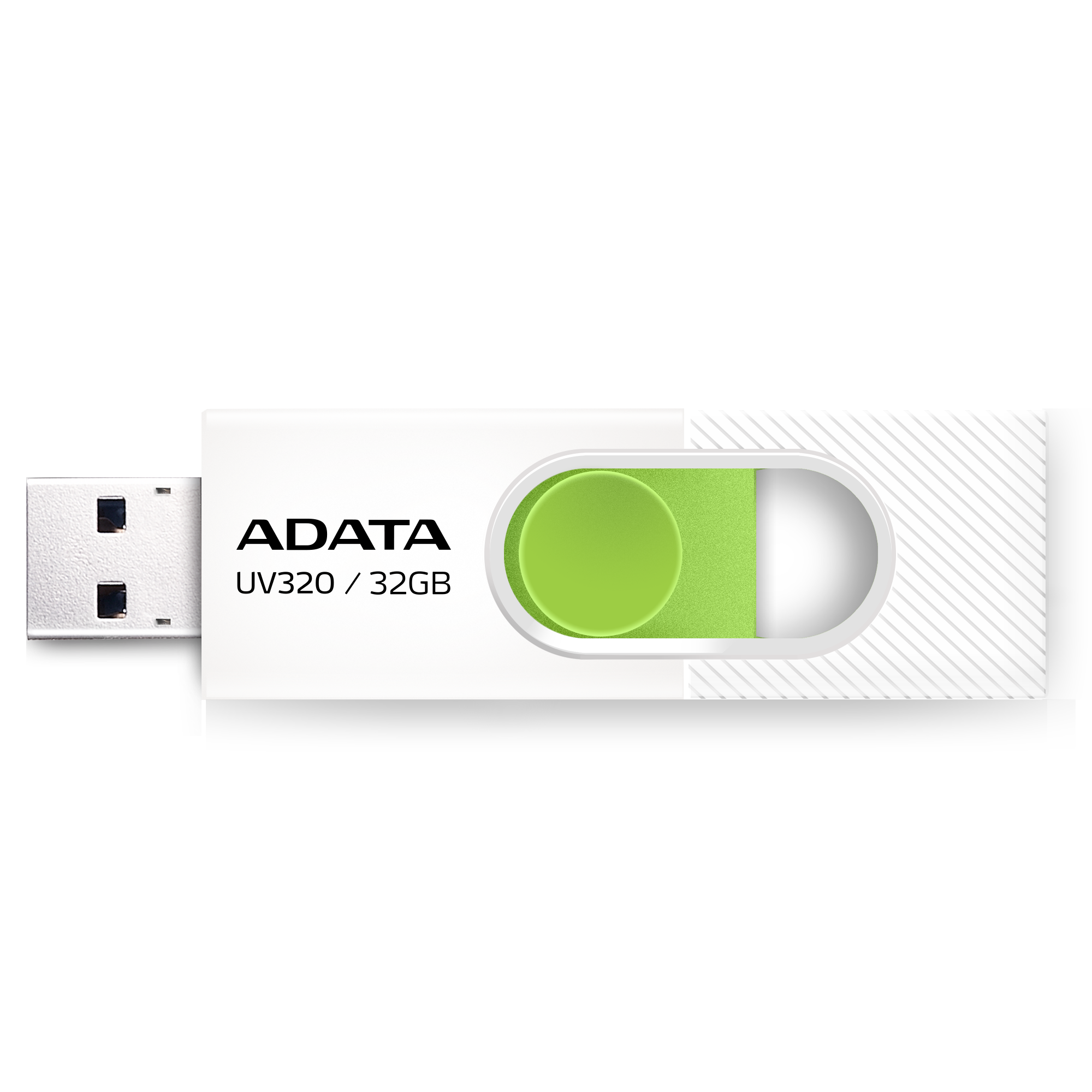 MEMORIE USB 3.2 ADATA 32 GB, retractabila, carcasa plastic, alb / verde, "AUV320-32G-RWHGN"